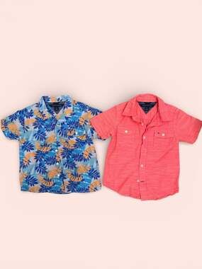Tommy Hilfiger Toddler Boys Set of 2 Short Sleeve Button Down Shirts 3T